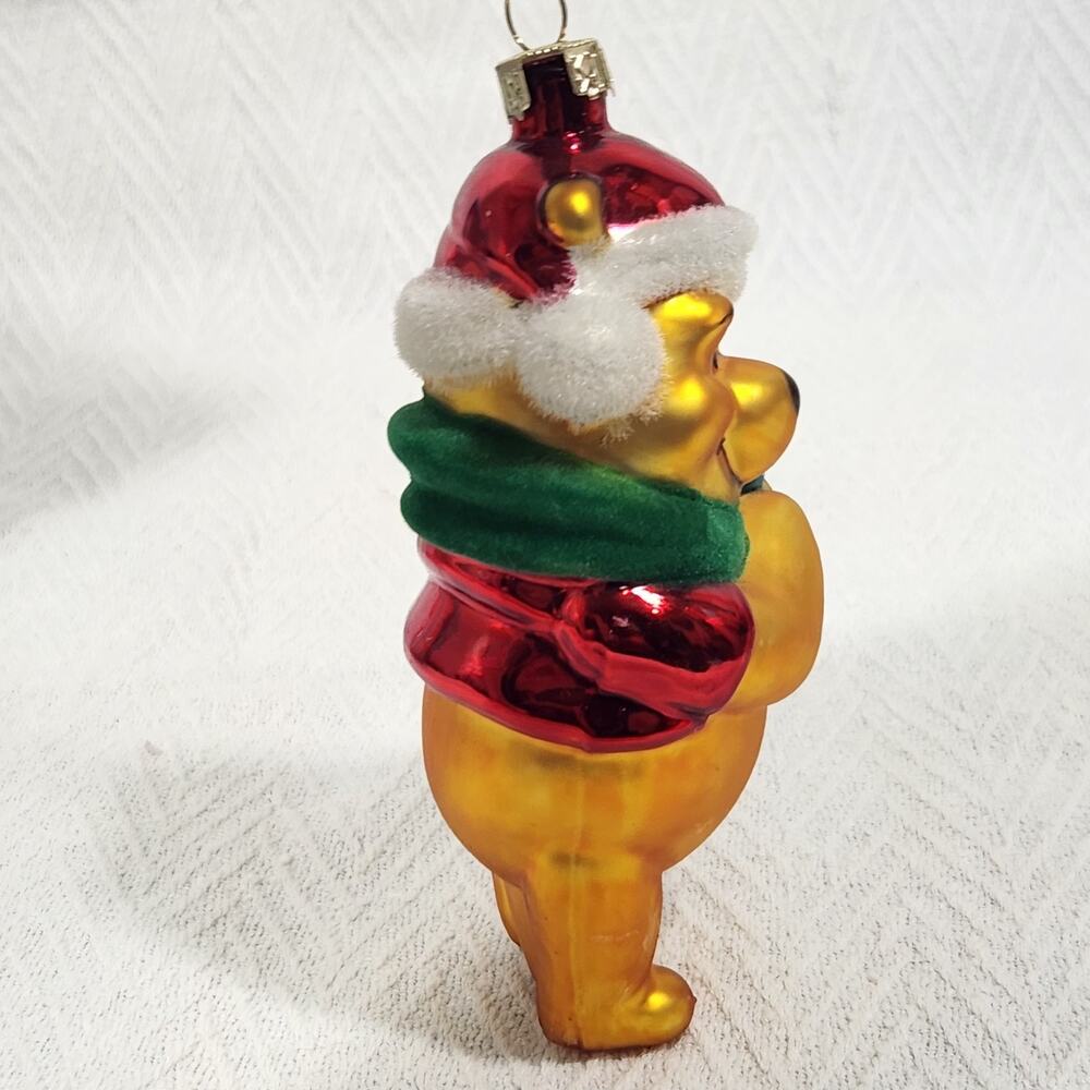 Disney Pooh Bear Blown Glass Christmas Tree Ornament Decor Flocked Box Honey - Picture 7 of 13